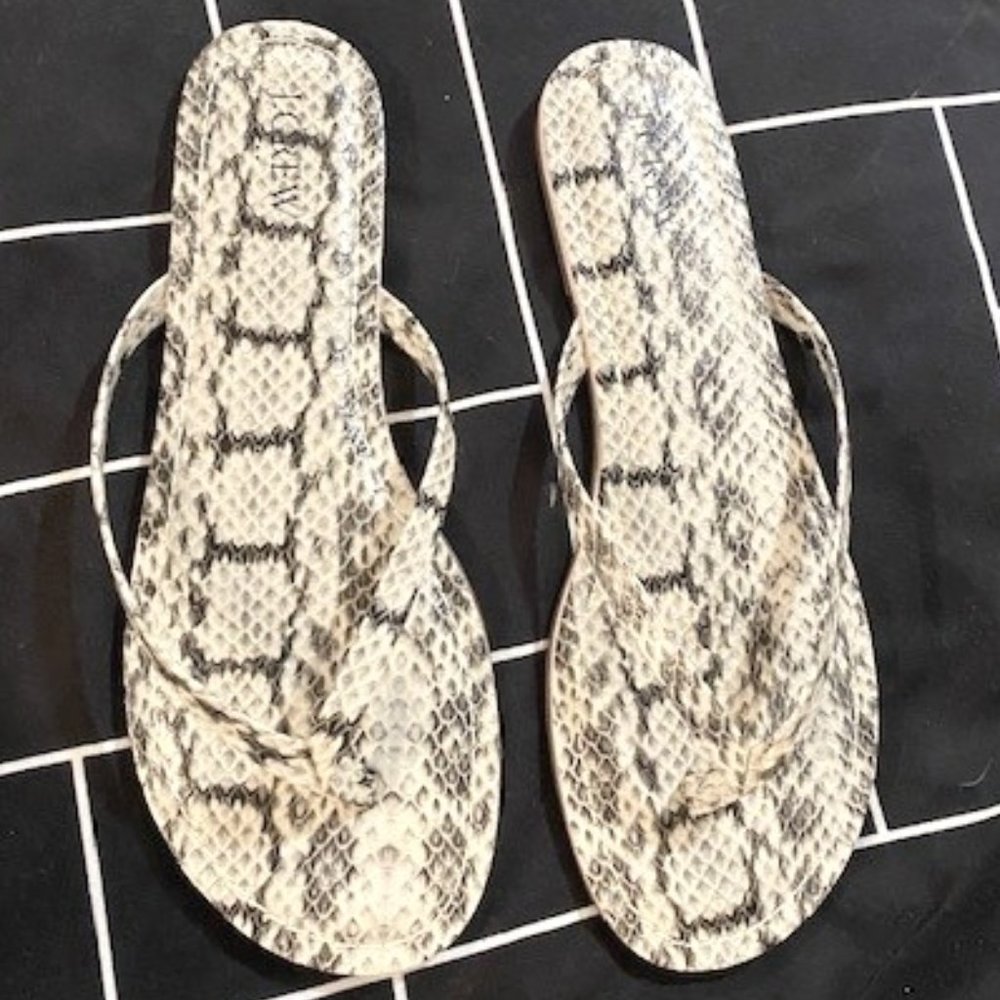 J. Crew Snake print strap flip flops